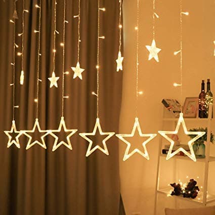 12 LED Stjerne Lyslenke Varm Hvit 138 LED, 3,5 Mtr Dekorativ Belysning til Jul, Bryllup, Fest