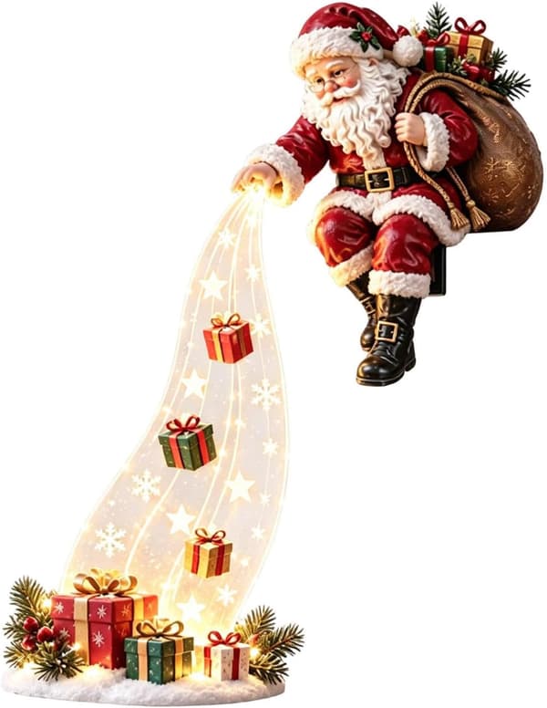 Oplyst julefigur til hyldekant, figur med kaskade-LED-vandfaldseffekt