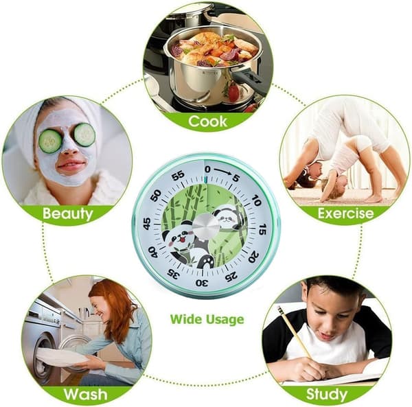Kjøkkentimer, 60-minutters nedtelling, Mekanisk Mann eggtimer for barn (panda)