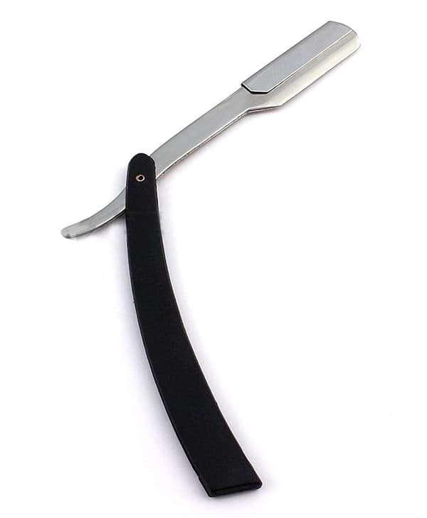 PROFESSIONEL LIGE BARBERBLAD STÅLRAZOR FOLDEBARBERKNIV FOLDEHÅRFJERNELSESRAZOR DOBBELT (Sort håndtag)