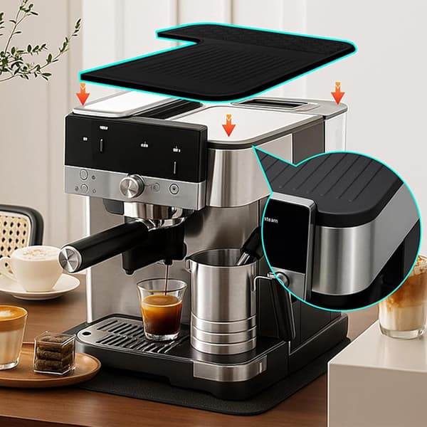 Silikonlock för kaffemaskin, flexibelt lock, för espressomaskiner och hemmakaffebarer (svart).