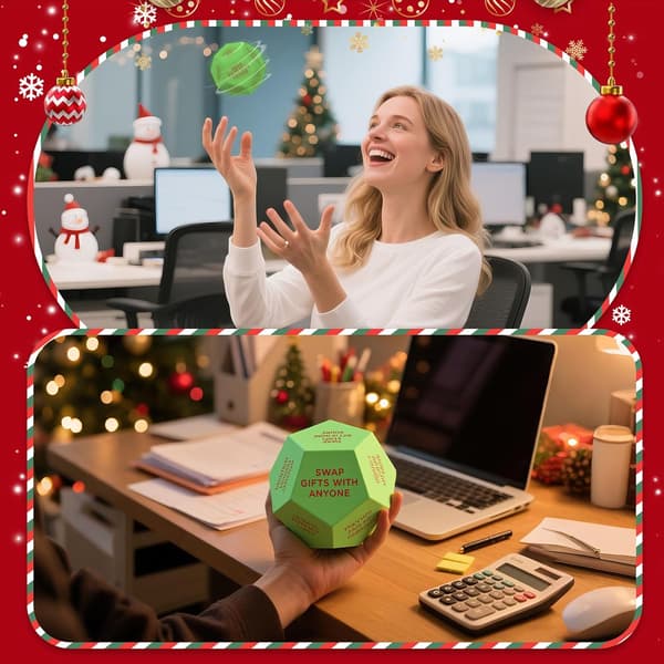 Tomtens Presentutbytes Tärningsspel, 3x3 tum Presentutbytes Familjespel, Julstrumpa, Tärningsspel Green