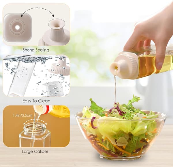 255 ml Oljedispenser i Glas för Kök – Droppfria Olivolja- och Vinägerflaskor för Matlagning och Salladsdressing