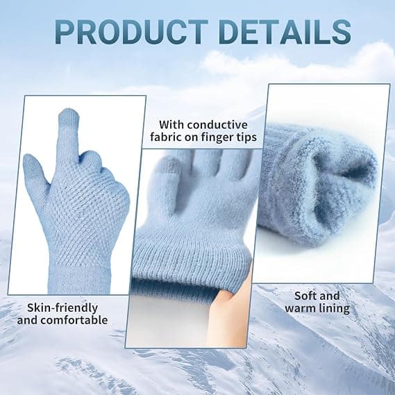 Vinterhandsker - Damehandsker, til koldt vejr, Touchscreen vinterhandsker, Dame varme Alpaca Fleece strikkede handsker