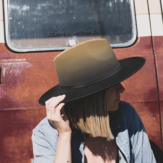 Dam Gradient Färg Fedora Bredbrättad Filthatt A