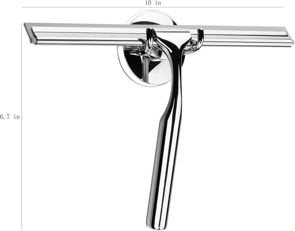 Bruseskraber, transparent glasvægsrenser, med sugekrog i rustfrit stål, 10 tommer, forkromet.