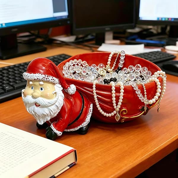 Godteriskål, morsomt brett, dekorativ fruktskål i harpiks til jul
