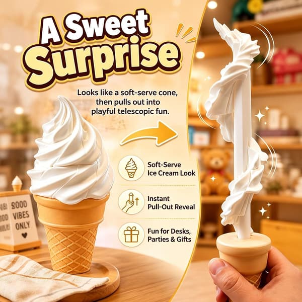 3D-tulostettu jäätelökierre teleskooppimiekka | Ejecting Impossible Cone Prank Gadget, Fidget Smooth Motion Hidden Blade Toy, Stress Relief Decor