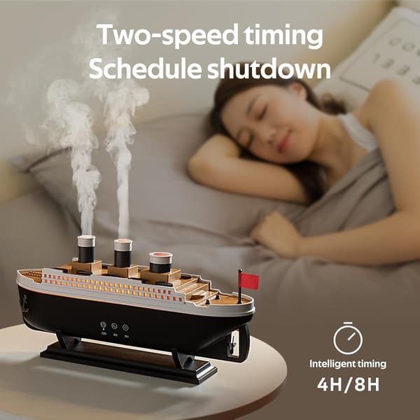 Titanic Luftfukter 250ml, Eterisk Olje Diffuser Kjølig Tåke Ultralyd Aroma Aromaterapi Diffuser med Fjernkontroll 7 Lys 2 Tåkemodus Auto