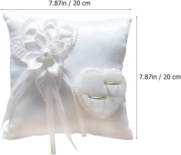 Spets Pärla Bröllopsring Bärarkudde Hållare, 7.9 Tum Ringbärare för Bröllop