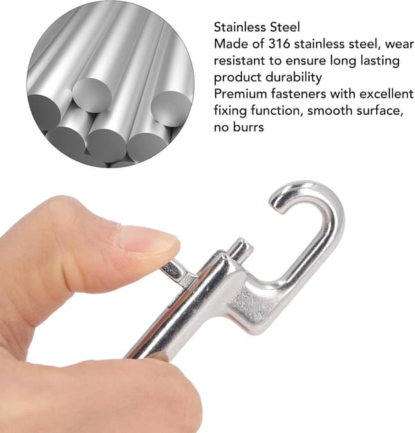 316 rustfrit stål dobbeltendet karabinhage, dykkerclips til BCD og udstyr med quick-release design til sikker fastgørelse af undervandsudstyr