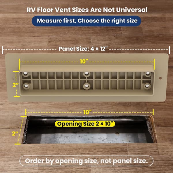 Aluminium RV Gulvventilationsdæksel, 2\"x10\" Register RV Vent Tilbehør