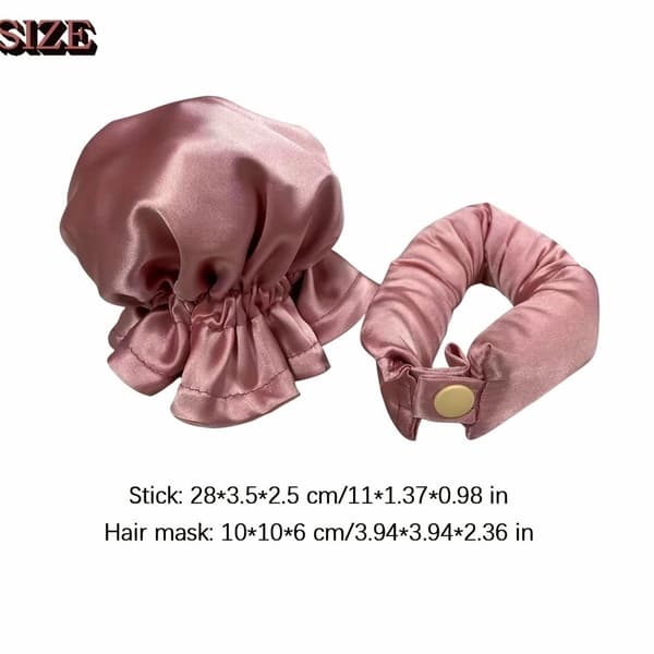 Satin Overnight Curling Set med Hårmössor och Rullar för Långa, Värmefria Lockar - 3 Set