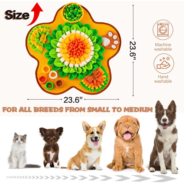 Snusemåtte til Hunde, Kæledyrs Snusemåtte til Små og Mellemstore Hunde, Interaktiv Snusemåtte Fodermåtte til Hvalpe, Foder Hundegodbidmåtte (Grøn, One Size)
