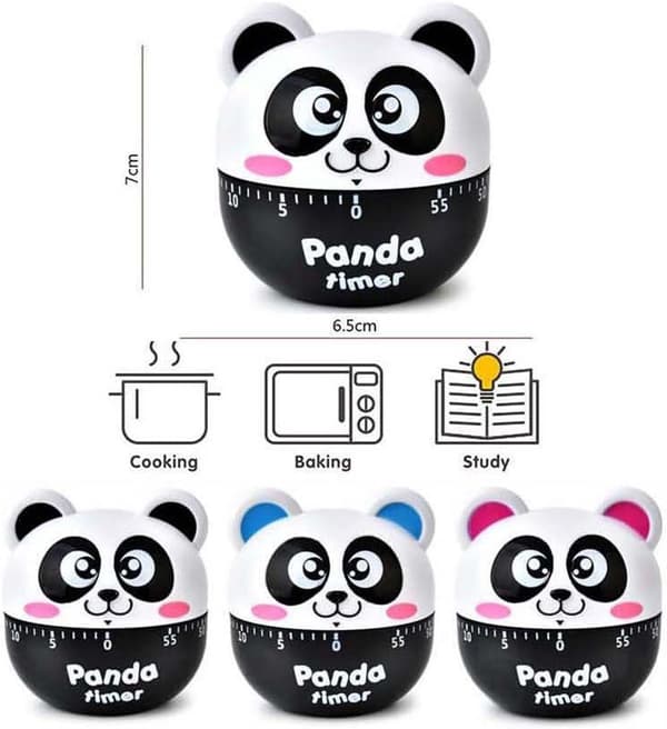 Miniatyr tegneserie panda mekanisk timer, 60-minutters mekanisk kjøkken timer, teller, manuell timer.