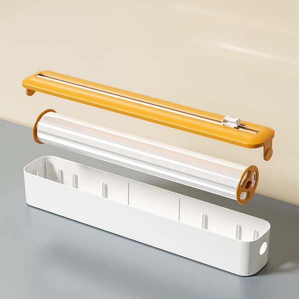 Multikutter for plastfolie, aluminiumsfolie og bakepapir, magnetisk holder for ruller opptil 30 cm bredde, lett å rive (blå)