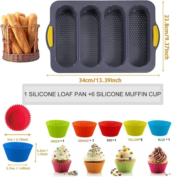 Silikone bageform med fire rum til brød, hjemmelavet brødform, silikone baguette kageform, DIY franskbrødsform, non-stick bageform.