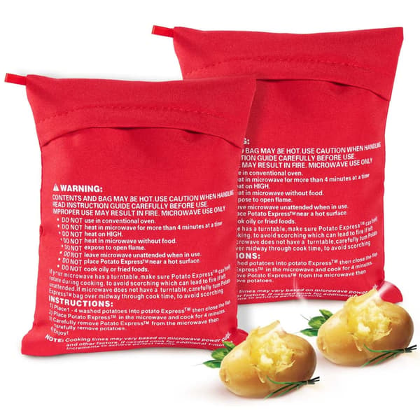 2-pack Mikrovågsugnsbara Potatispåsar Återanvändbara Bakad Potatispåsar, Röd