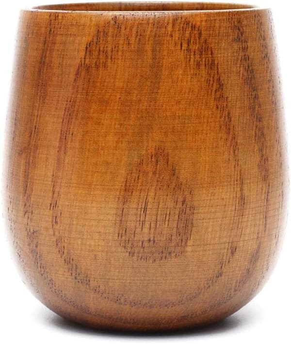 Naturlig tretekopp, solid trekrus for te, kaffe, vann, melk, juice, ca. 120 ml