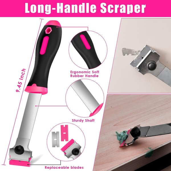 3-pakning barberbladskrape med 60 blader, rosa