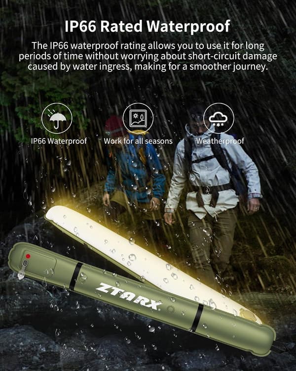 USB-C Genopladelig Campinglysstang, IP66 LED Teltlys, Grøn, 1 Pakke