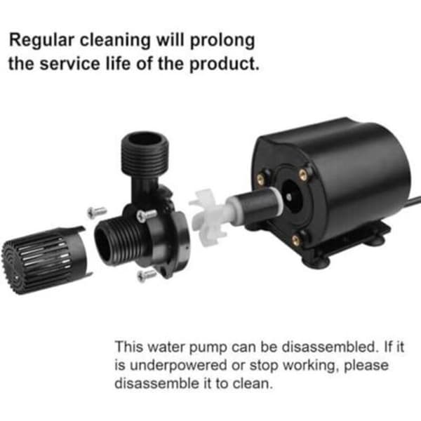 Mini 12V vattenpump (800 L/h, 4,5 m lyft) — 15W liten dränkbar pump, dammpump, fontänpump, vattenpump