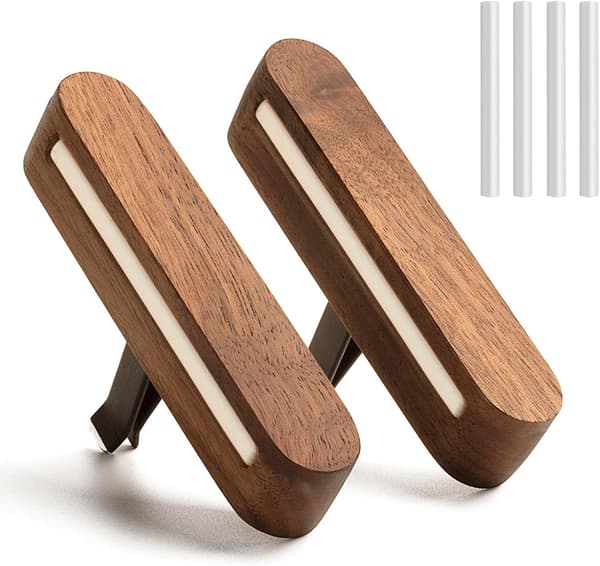 Luftfrisker parfume, valnøddetræ duftklips, kreativt tilbehør, bilventilationsdiffuserklips med æterisk olie stick.