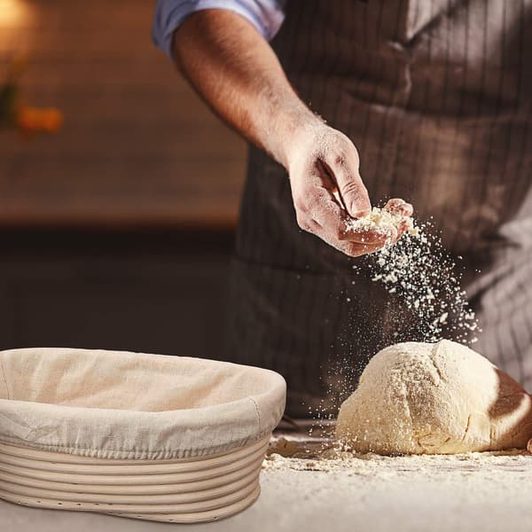 6 st 25 cm brödbanneton jäskorg tygfoder set rund och oval bakdeg bröd brotform skyddande foder naturlig rotting banneton jäsning