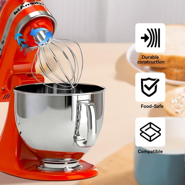K45WW 6-tråds piskeris er egnet til KitchenAid standmixere med vippehoved – til piskning af æg og fløde.