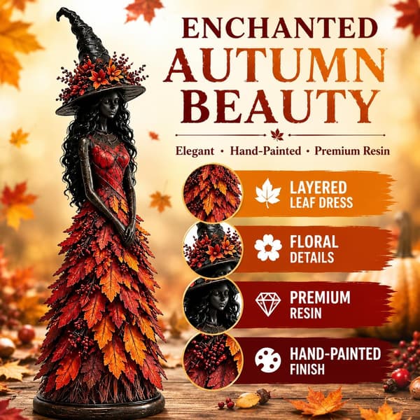 Förtrollad Hösthäxfigur, Halloween Häxstaty, Hösthäxdekoration