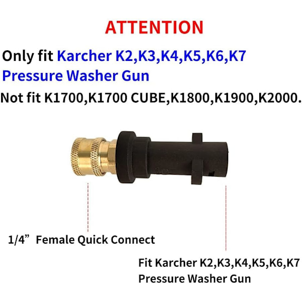 1/4\" Mässing Snabbkoppling Adapter för Karcher K2-K7 – Högtryckstvätt Pistolkoppling