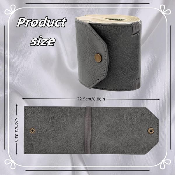 Wrap Wallet, Læder Penge Organizer med Elastikstropper, Hurtig Adgang Seddelholder, Minimalistisk Kontant Pung til Mænd og Kvinder (Grå)
