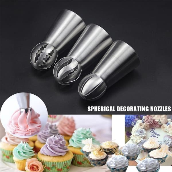 3 large piping nozzles / tips - Stainless steel Silver silver