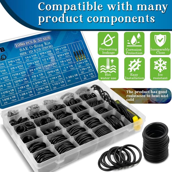 1086 st SAE Standard O-ring-sats Nitrilgummi O-ringar sortiment