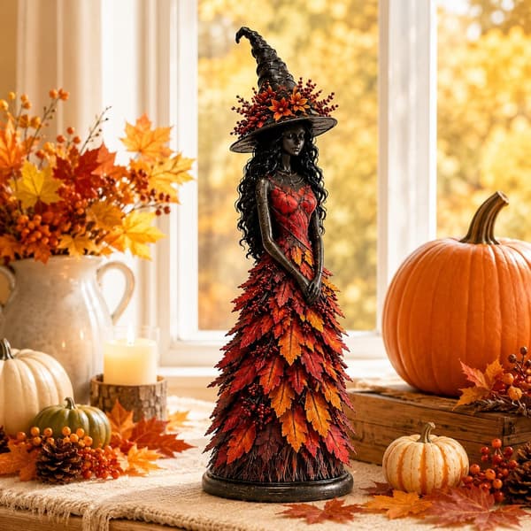 Förtrollad Hösthäxfigur, Halloween Häxstaty, Hösthäxdekoration
