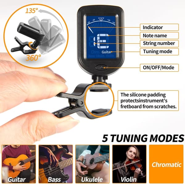 Guitarstemmer, Ukulelestimmer, 1 sæt. Velegnet til guitar, bas, ukulele, violin og banjo.