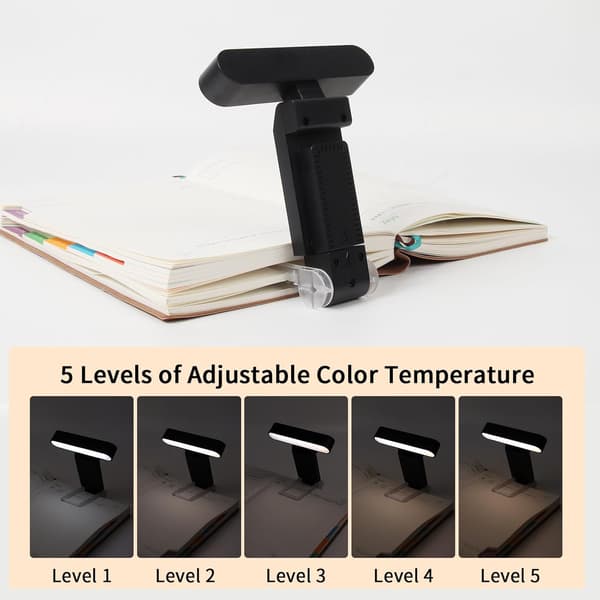 USB oppladbar clip-on leselys, LED leselys, 30 justerbare moduser, med timer øyebeskyttelsesfunksjon.