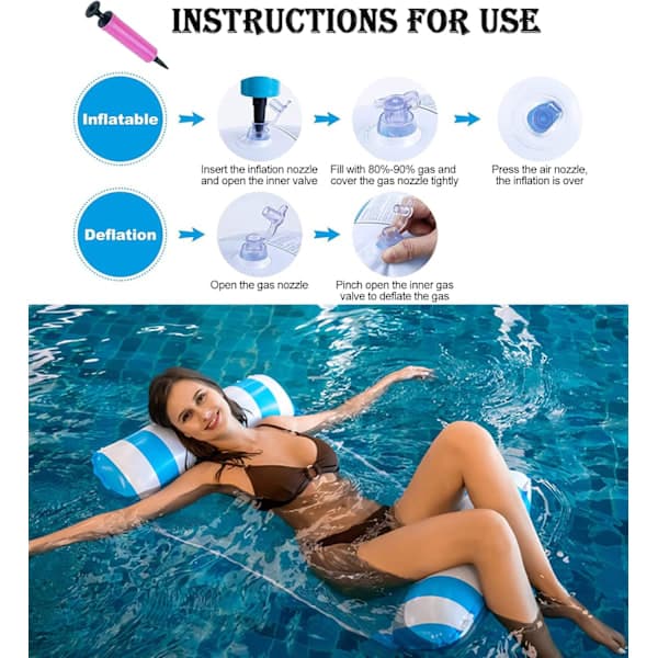 2-pack Pool Hammock Water Hammock for Adults, Relaxing Pool Chairs Inflatable Hammock Inflatable Pool Floats