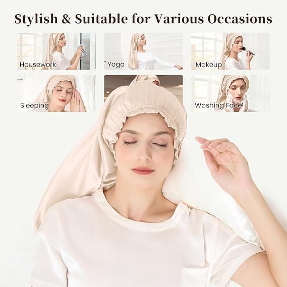 Mullbärssilkesmössa för kvinnor Hårmössa med elastiskt band Mjuka sovmössor för kvinnor