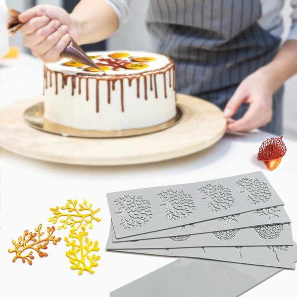 5-delt bladformet silikonebageform til ost og suppe, hul 3D koralgren og bladsblondemønster, silikone kageform, polymer lerform