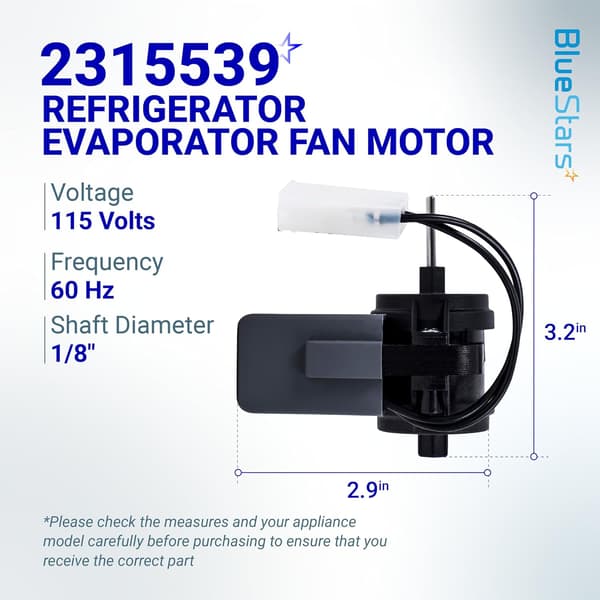 Opgraderet 2315539 Køleskab Fordamperventilator Motor