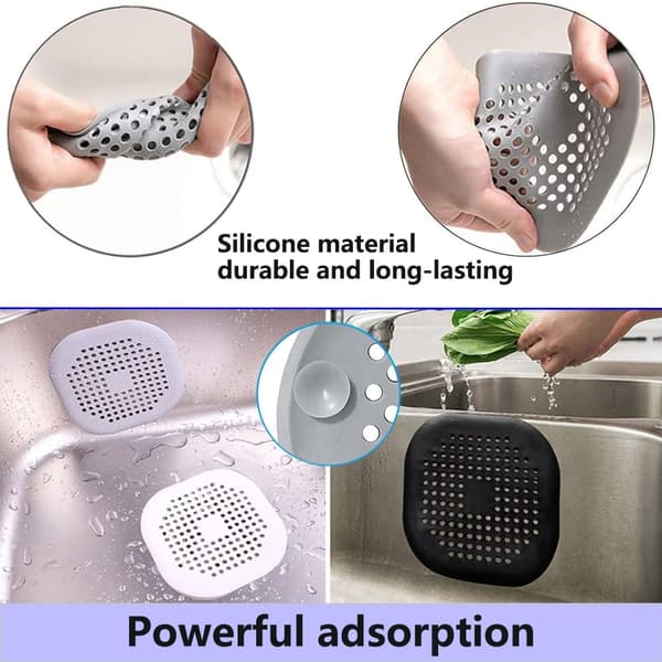2-pack avloppssil hårsamlare, silikonrör avloppsfälla dusch med sugkopp, diskbänk hem avloppsskydd, grå