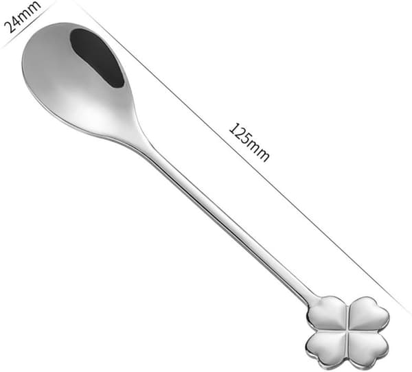 10 stk. sølv firkløver rustfrit stål skesæt, unikt design til kaffe, te, desserter, is 12 cm