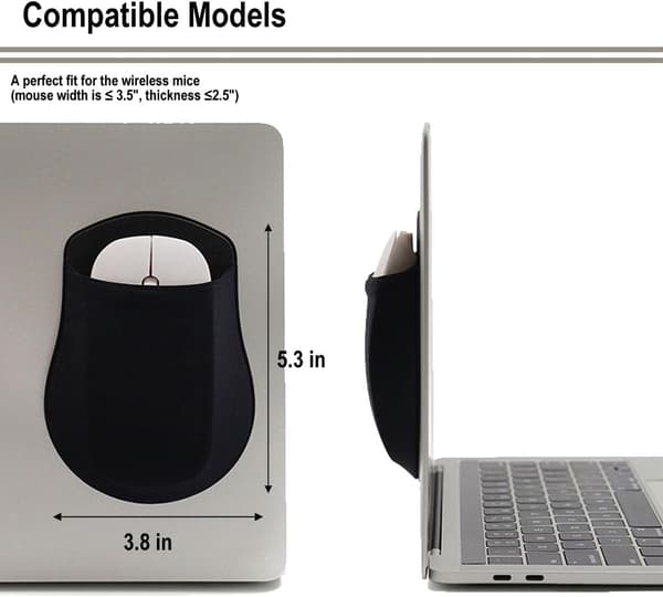 3-pak universel selvklæbende musepose, musehylster til bærbar computer, genanvendelig selvklæbende holder til trådløs Magic Mouse, bæretaske muse-lomme