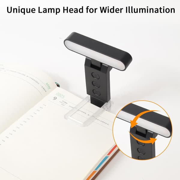 USB oppladbar clip-on leselys, LED leselys, 30 justerbare moduser, med timer øyebeskyttelsesfunksjon.