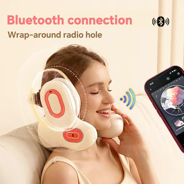 Bluetooth Resekudde med Memory Foam - Ergonomiskt U-format Nackstöd & Inbyggda Hörlurar för Flygplan, Bil, Hem