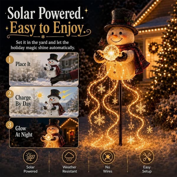 Snømann Magisk Fontene - Flytende Snøfnugg LED Julehagebelysning, 2 sett