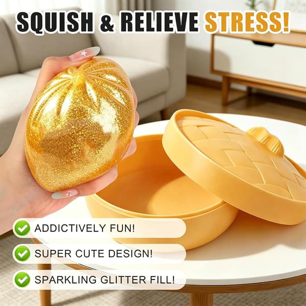 Glitter Dumpling, Glitter Dumpling Squishy Box, Dumplings Squishy, Ångestlindrande Fidget, Mjuk Klämbar Dekompressionsdeg