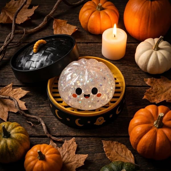 Halloween Spooky Ghost Dumpling, Dumplings Squish med Steamer Stressbolde Stressaflastning Fidget Sensorisk til Helligdags- og Fødselsdagsgaver B E