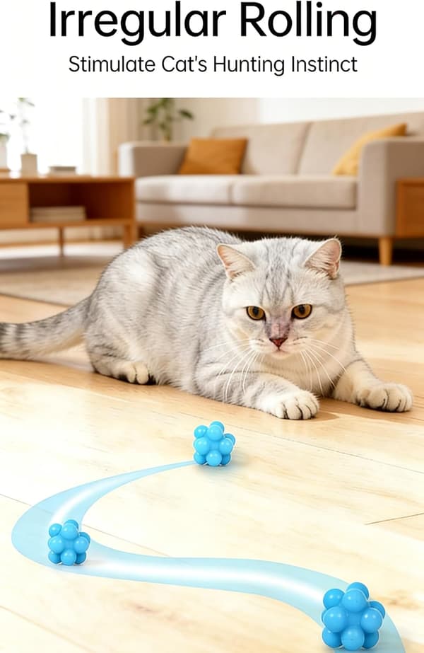 Multifunksjonell elastisk ball for katter, bittesikre interaktive katteleker, svært elastisk, brukt til selvunderholdning og lindring av kjedsomhet.